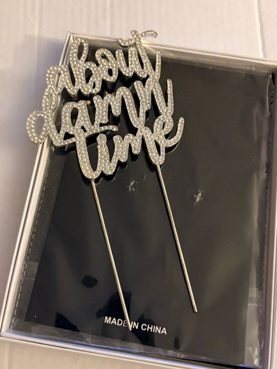 Honwish Other - Silver Wedding Cake Topper with Rhinestones About Damn Time Funny